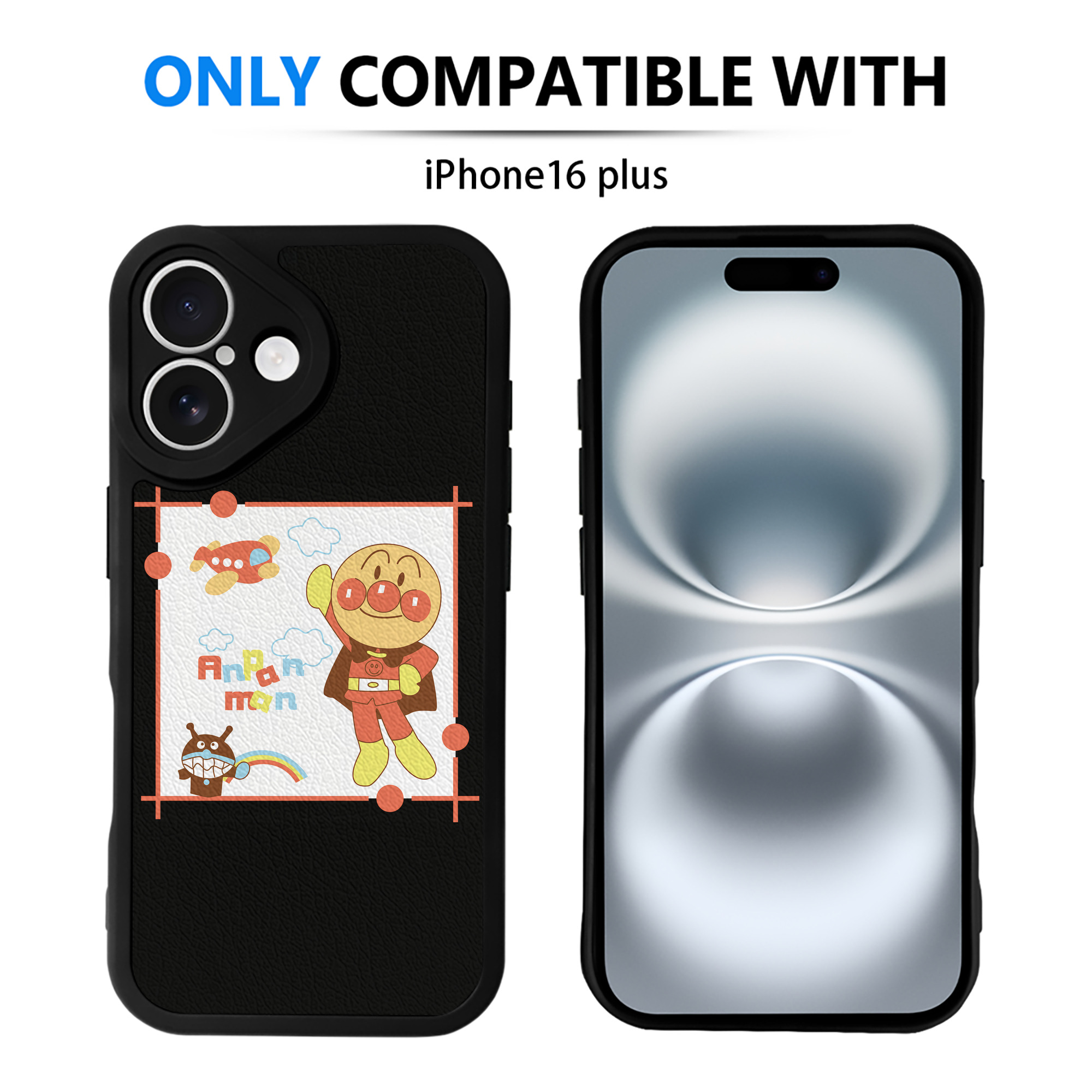 （画像用） アンパンマン Anpanman 【iPhone 16シリーズ対応】シリコンスマホケース（レザー調） 材質：シリコン